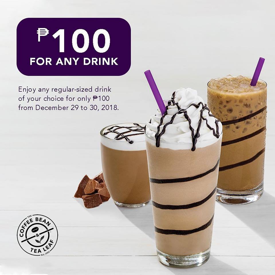 Manila Shopper: Coffee Bean P100-Drink Year-End Promo: Dec 2018