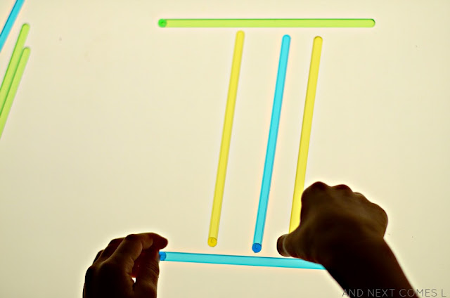 Making Roman Numerals on the light table: hands-on math activity for kids from And Next Comes L