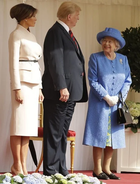 Queen Elizabeth II welcomed President Donald Trump and First Lady Melania Trump at Windsor Castle. Queen for tea