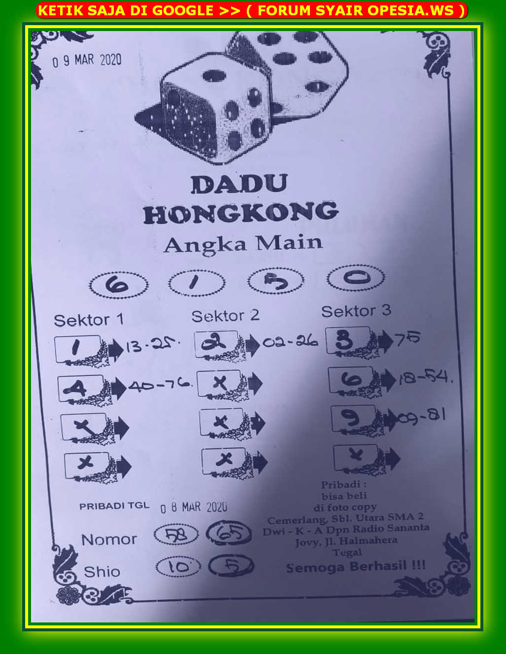 1 New Message Kode Syair Hongkong 9 Maret 2020 Forum Syair Togel Hongkong Singapura Sydney