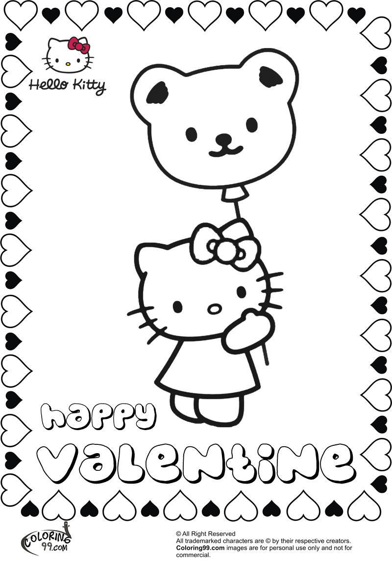 hello kitty with valentine balloon coloring pages printable