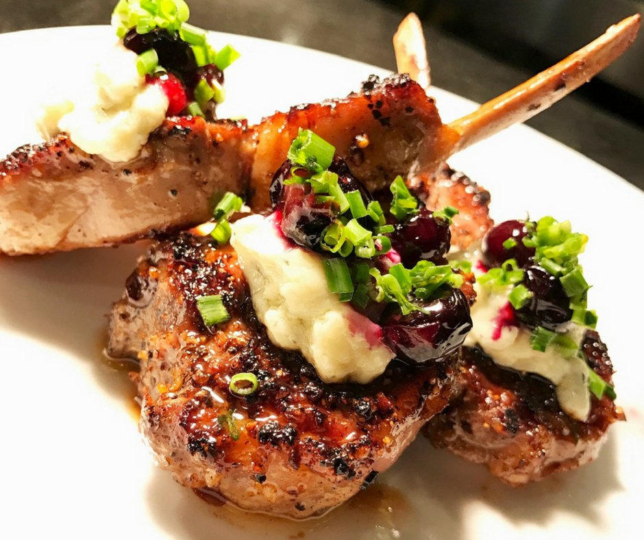 MOMMY BLOG EXPERT Grilled Spring Lamb Chops Blueberries + Cheese Recipe