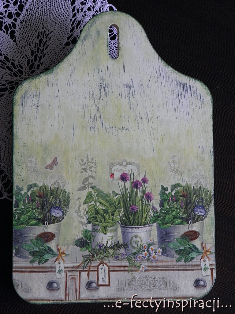 ...efecty inspiracji... deseczka ziołami pachnąca / decoupage na