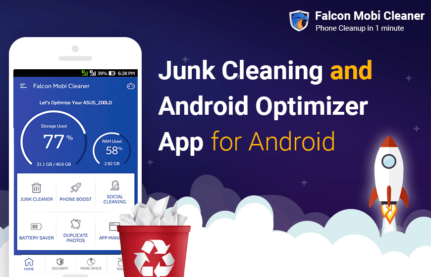 Junk Cleaner App | Android Optimizer | Falcon Mobi Cleaner