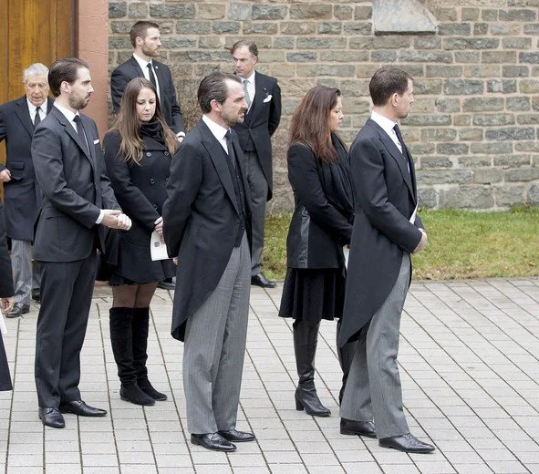 Queen Margrethe, Princess Mary, Princess Marie, Princess Madeleine, Queen Silvia, Queen Maxima, King Willem, Queen Sonja, Queen Anne-Marie at funeral of Prince Richard