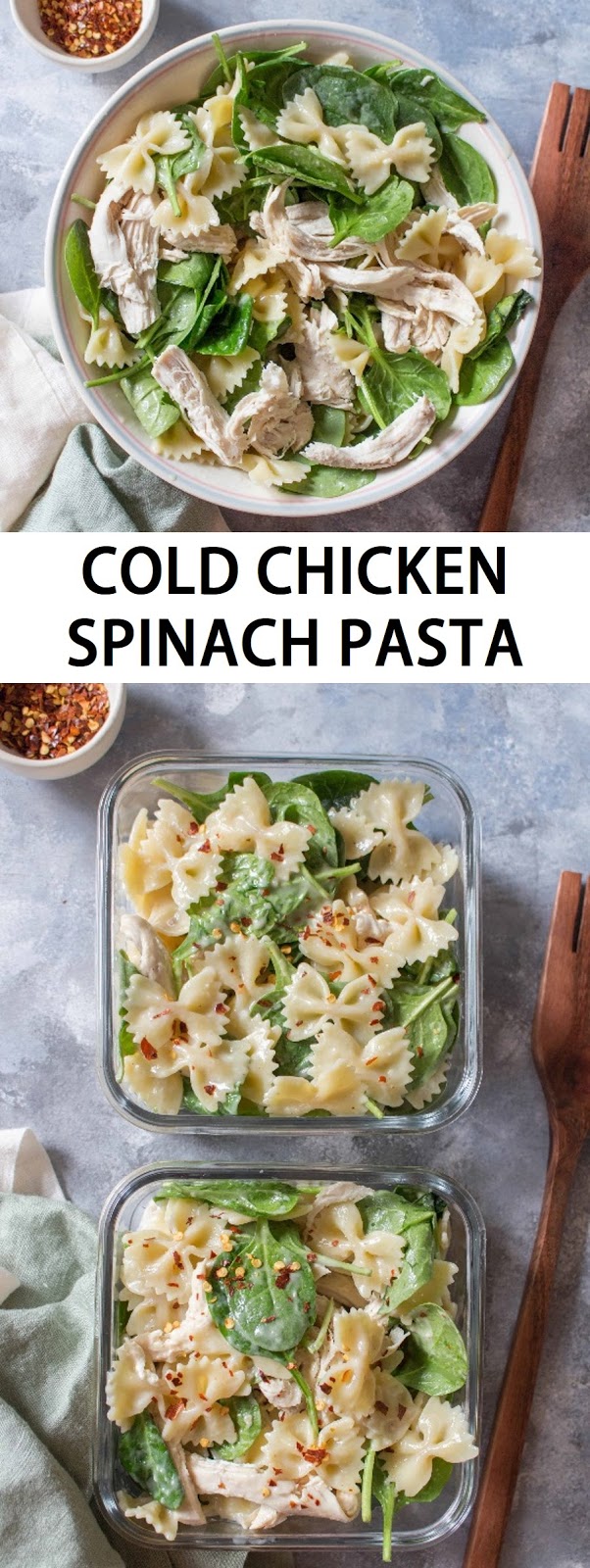 COLD CHICKEN SPINACH PASTA SALAD
