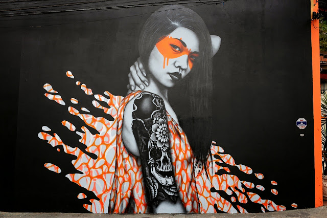 "Splash" a new sexy street art collaboration by Fin DAC and Angelina Christina in Sao Paulo Brazil.3