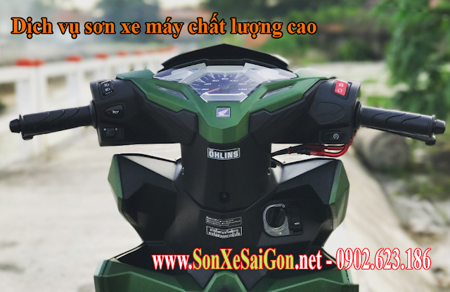 Sơn xe Honda Vario 150 màu xanh rêu nhám mâm vàng đồng Sơn xe Honda Vario 150 màu xanh rêu nhám mâm vàng đồng