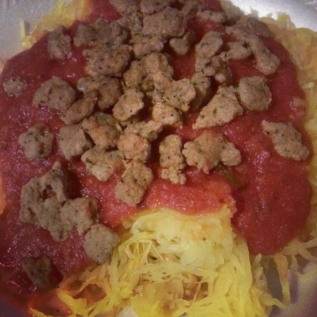 Shannon's Lightening the Load Quick dinner Spaghetti squash w/ sauce