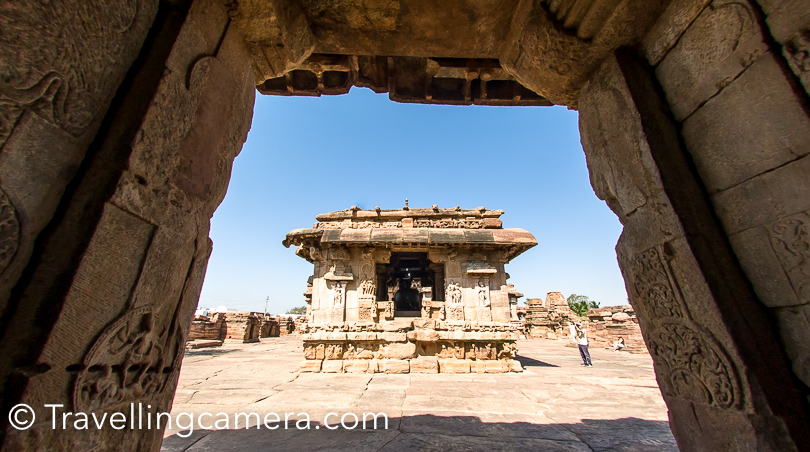 Most of the temples in Pattadakal temple complex are not live and there are only 2 where puja takes place. One can move between the temples with shoes and there is only one temple where you need to take off your shoes, if you want to go inside and see the Shivalimgam or the huge monolithic Nandi. 