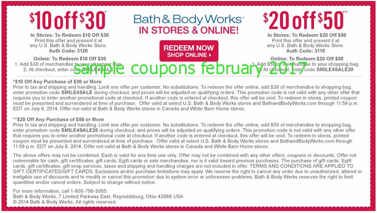 Bed bath and body works coupons