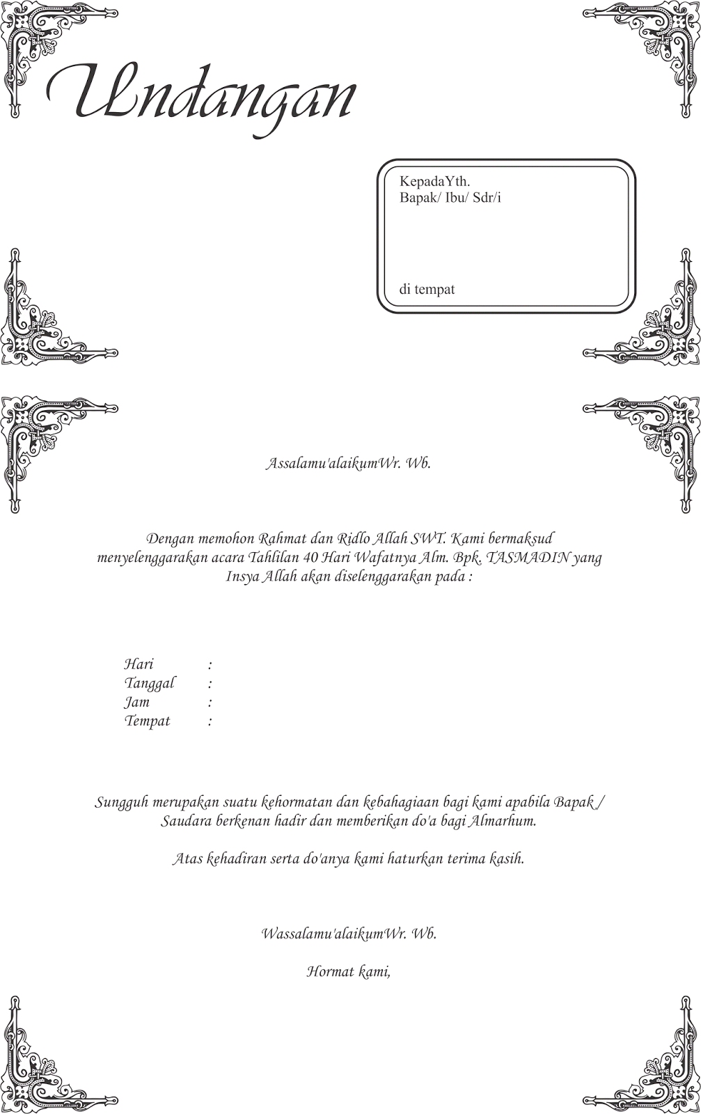 contoh undangan tasyakuran wood scribd indo