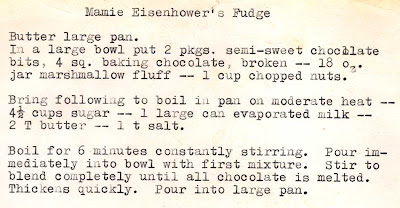 Cookbook Of The Day: Not A Cookbook -- Mamie Eisenhower's Fudge