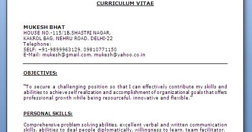 Resume Template Format