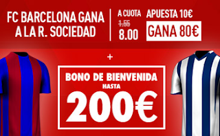 Supercuota Sportium Barcelona vs Real Sociedad + Bono 200€ codigo JRVM 26-1 Supercuota Sportium Barcelona vs Real Sociedad + Bono 200€ codigo JRVM 26-1