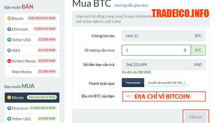Hướng dẫn cách mua bán Bitcoin trên sàn giao dịch Santienao.com