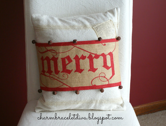 burlap Christmas pillow wrap