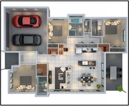 14 Denah Rumah Leter L 4 Kamar Tidur Denah Rumah
