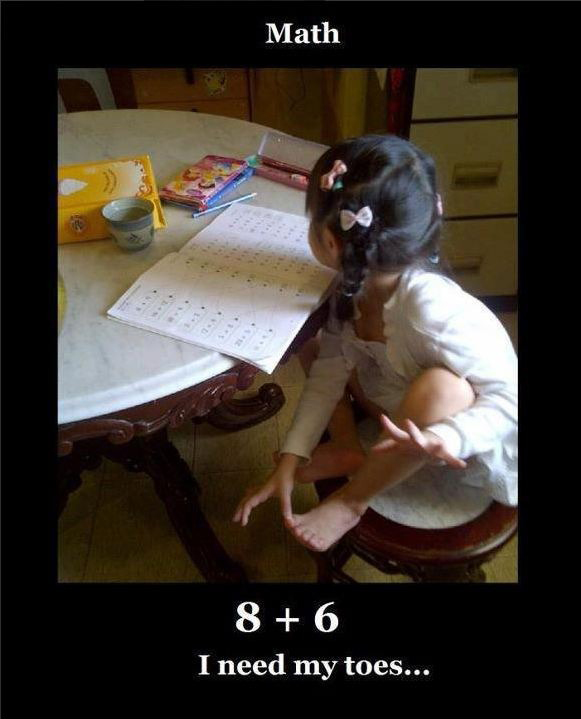 Funny Kid Counts math with fingers feet
