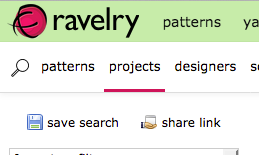 screen shot of Ravelry advanced search