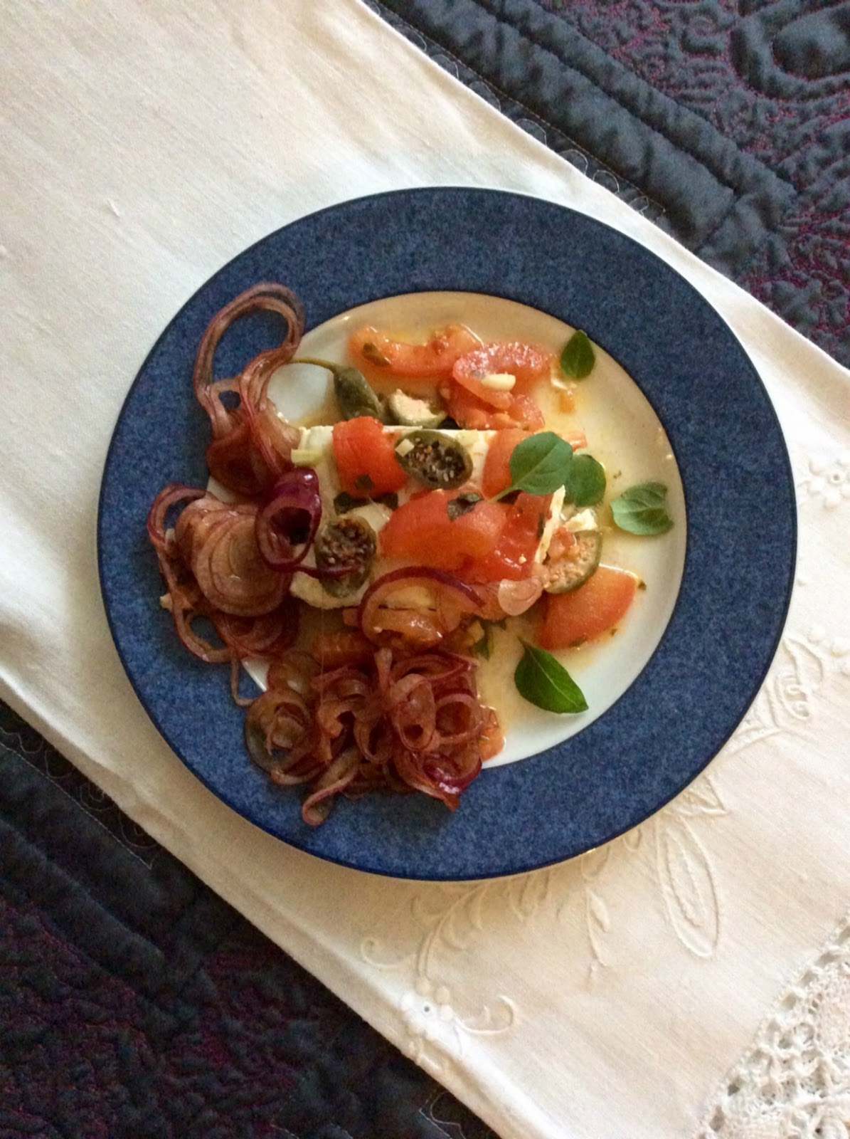 Chez Maximka Foilbaked feta with caper berries and Greek basil