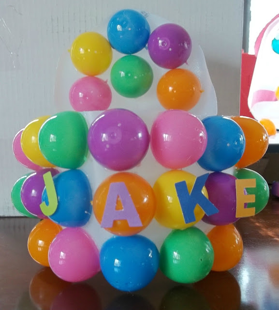 plastic egg Easter basket decoration with milk jug