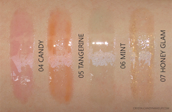 Clarins Instant Light Lip Comfort Oils 04 Candy 05 Tangerine 06 Mint 07 Honey Glam Swatches New Shades Summer 2107