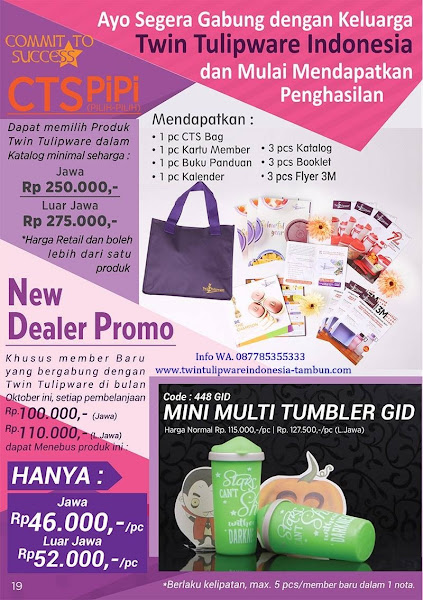 Commit To Success Oktober 2017 :
~ CTS PiPi
~ New Dealer Promo
~ Mini Multi Tumbler GID CTS PiPi Oktober 2017, New Dealer Promo, Mini Multi Tumbler GID