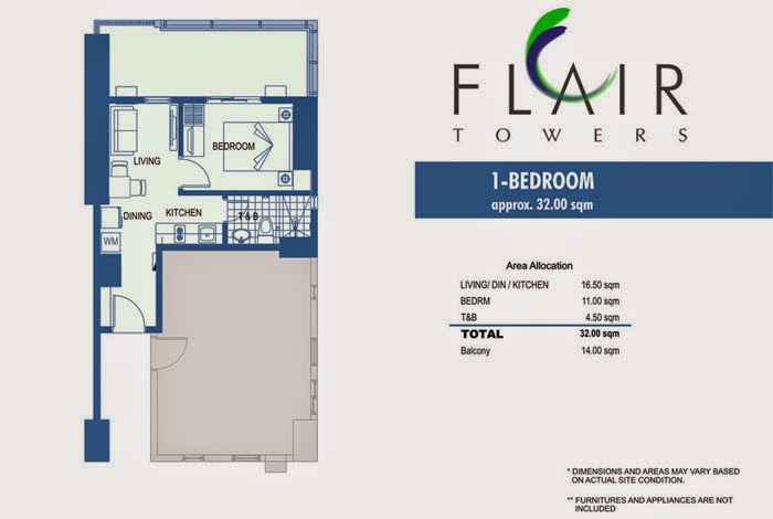 Flair Towers 1 Bedroom Unit 32.00 sqm. Flair Towers 1 Bedroom Unit 32.00 sqm.