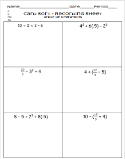 Desmos Lab - Card Sort - Order of Operations