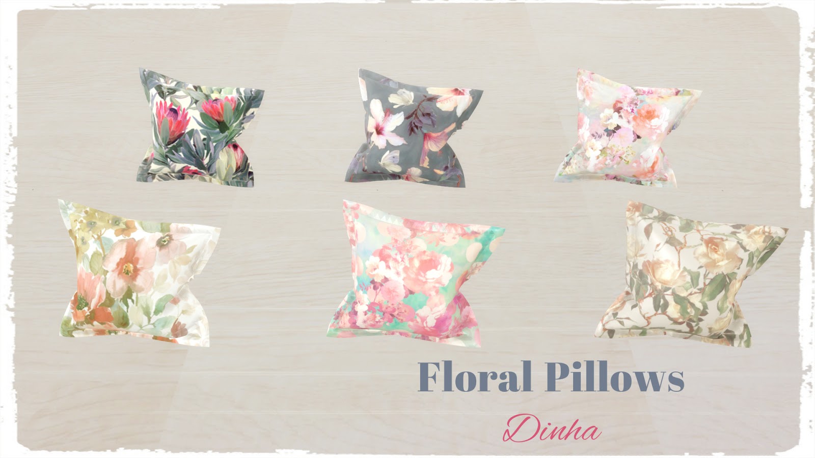 Sims 4 Floral & Geometric Pillows Dinha