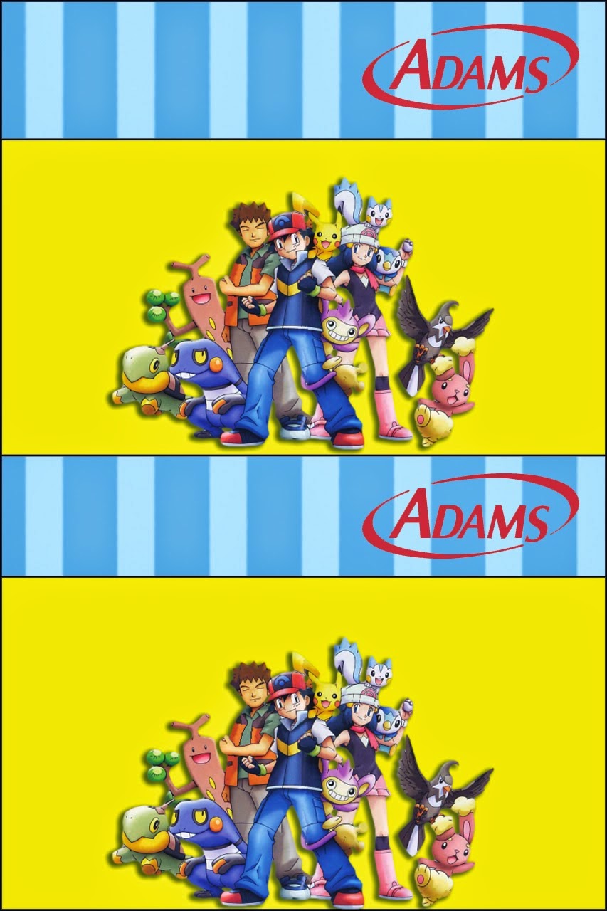 Etiquetas para chicles Adams de Pokemon  para imprimir gratis.