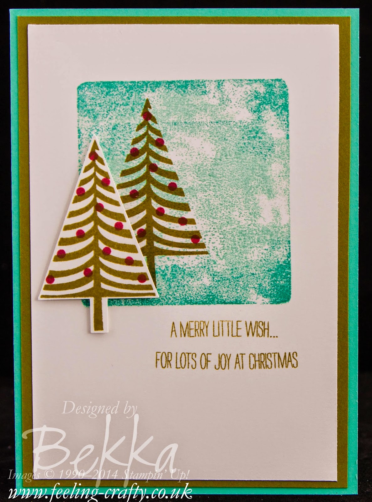 Festival of Trees Christmas Card by Stampin' Up! UK Independent Demonstrator Bekka Prideuaux - check her blog for lots of cute ideas