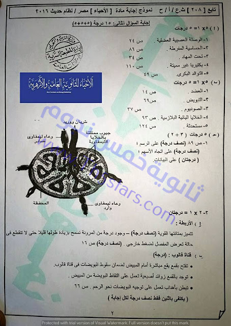 نموذج إجابة امتحان الاحياءالرسمي ثانوية عامة 2016 نموذج اجابة امتحان الاحياء الرسمى للثانوية العامة 2016 بتوزيع الدرجات الصادر من وزارة التربية والتعليم