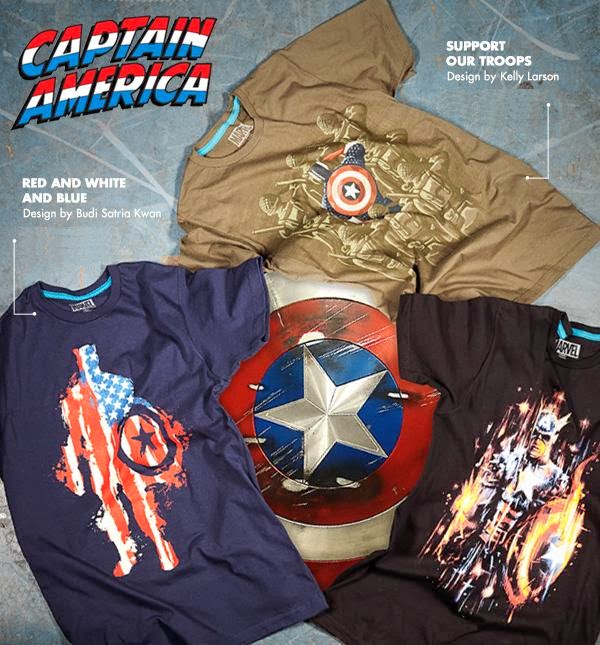 Marvel x Threadless Captain America T-Shirt Collection - “Red and White and Blue”, “American Shooting Star” & “Support Our Troops”