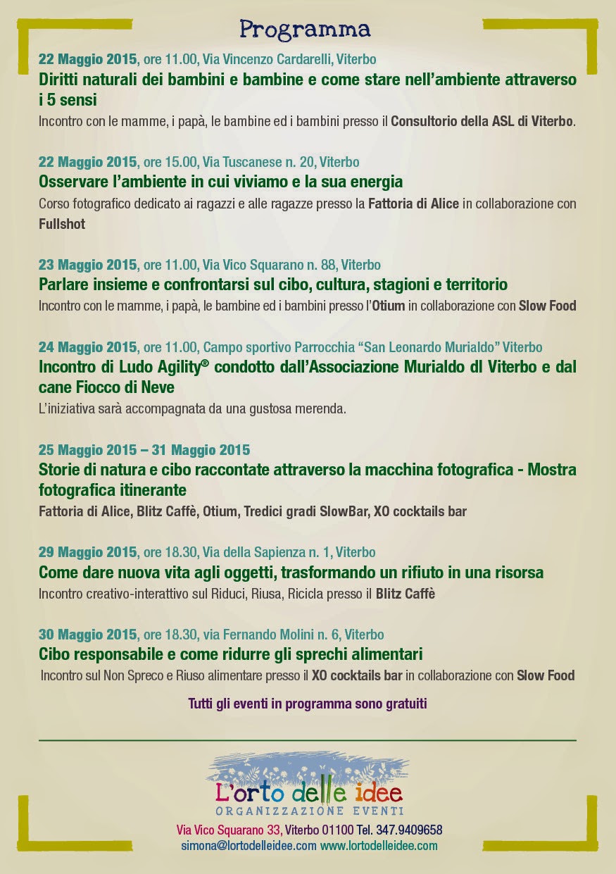 PAROLE & BURROCACAO Evento "Clorophilla Green Lab Itinerante" a Viterbo con Weleda Italia