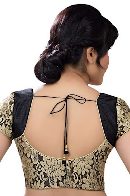 Buy Radiance Star Women's Round Front Back Neck Designs Readymade Designer  Blouse for Saree and Lehenga (Black) at Amazon.in