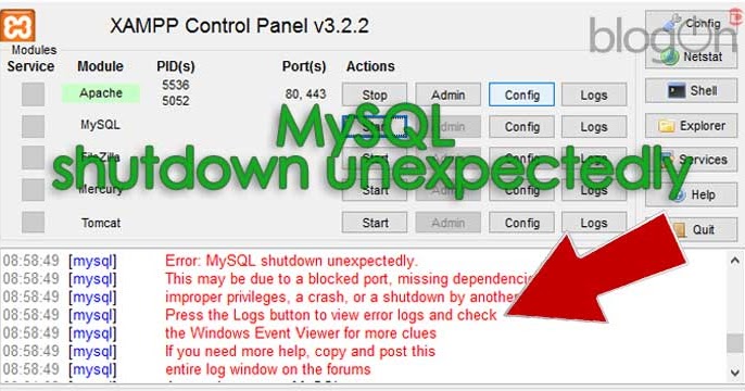 stopping mysql database server mysqld failed