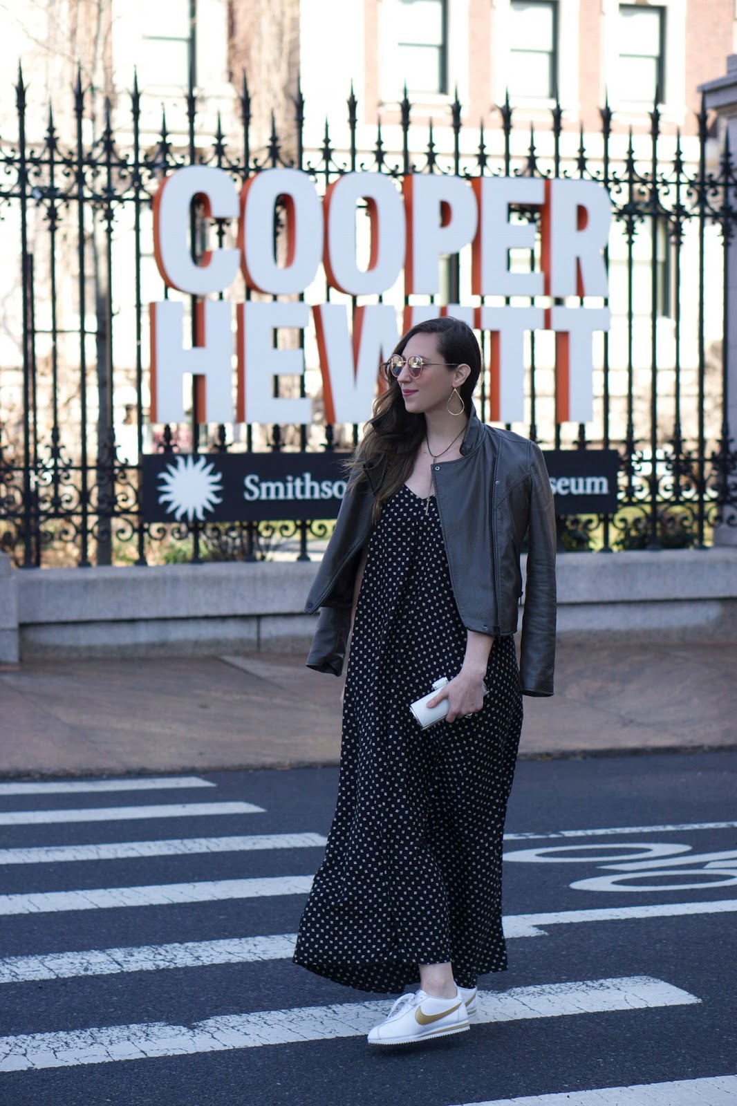 sneakers and maxi dress
