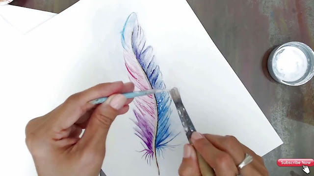 Pintando uma Pena com Aquarela Pintando uma Pena com Aquarela