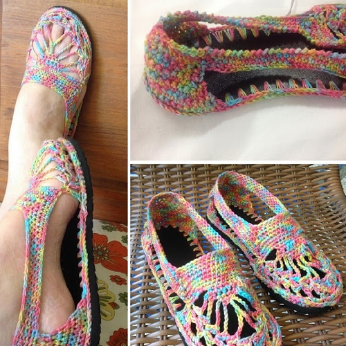 Beautiful Skills Crochet Knitting Quilting Colorful Delicate Shoe