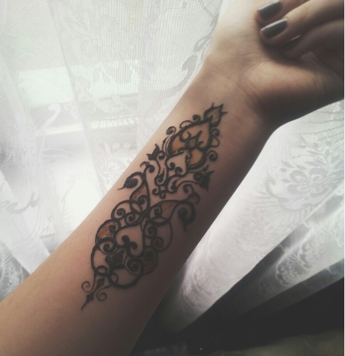 Colorful Forearm Henna Tattoo Designs