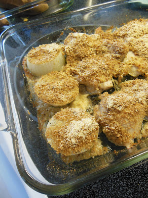 Chicken and Onions baked With Rosemary Bread Crumbs and Parmesan Cheese, our suggestion for Sunday Supper. Sunday Supper Suggestions to please the family! Sunday January 5, 2020.