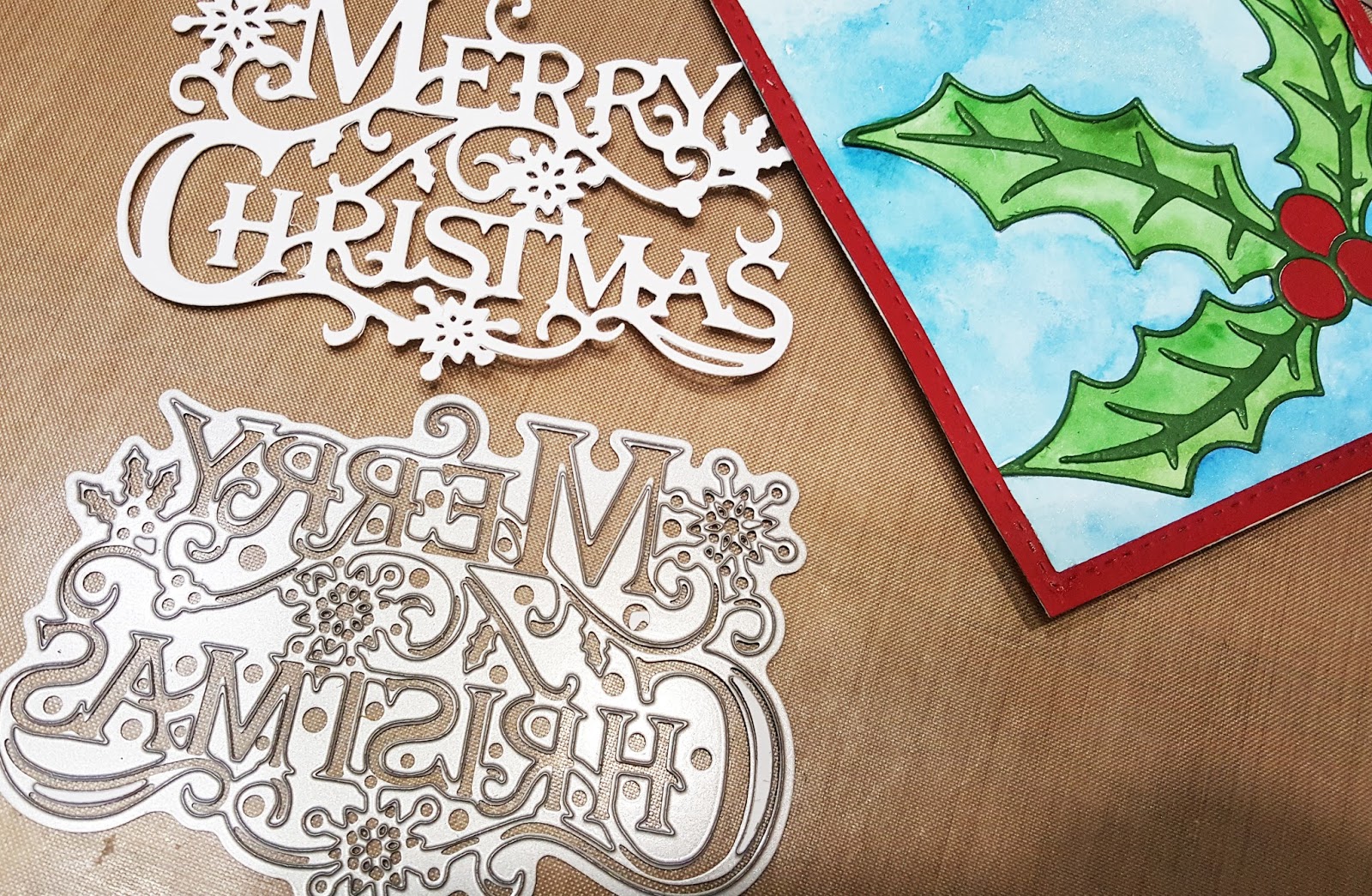 Diecut + Watercolored Holly Christmas Card Picture Life
