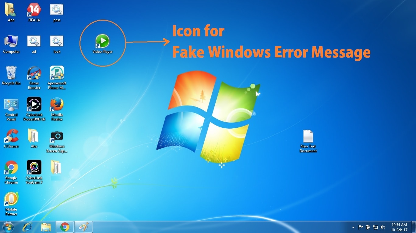 Prank with your Friends with Fake Error message in Windows