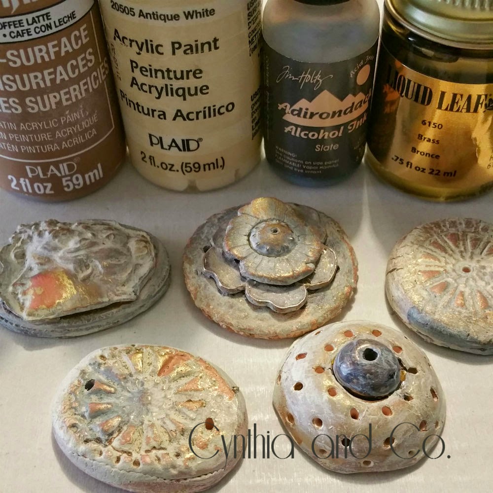 Stack and glue your clay assemblage - I used Super New Glue Stacked clay pendants, beads glued with Super New Glue
