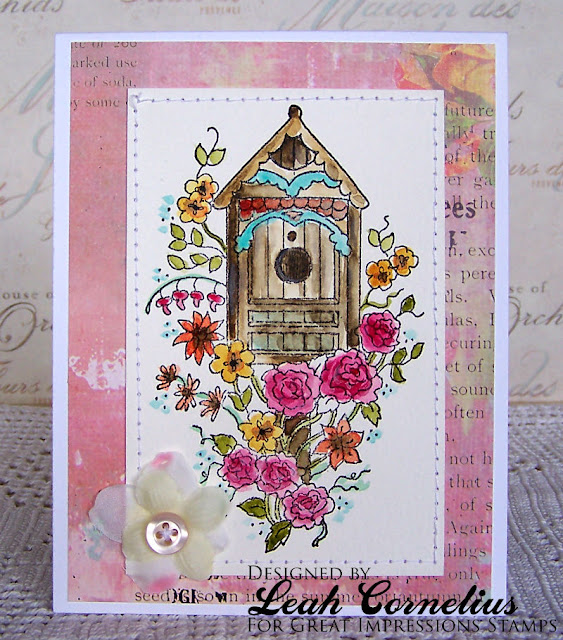 Great Impressions, Leah Cornelius, Floral Bird House, handmade card, greeting card, watercolor