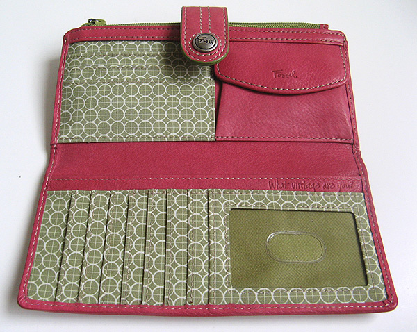 FOSSIL PINK GREEN LEATHER WALLET FOSSIL FLORAL LEATHER WALLET