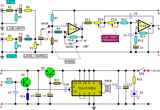 Layout Rangkaian Subwoofer Ic Tea2025 | Circuit Diagram Centre