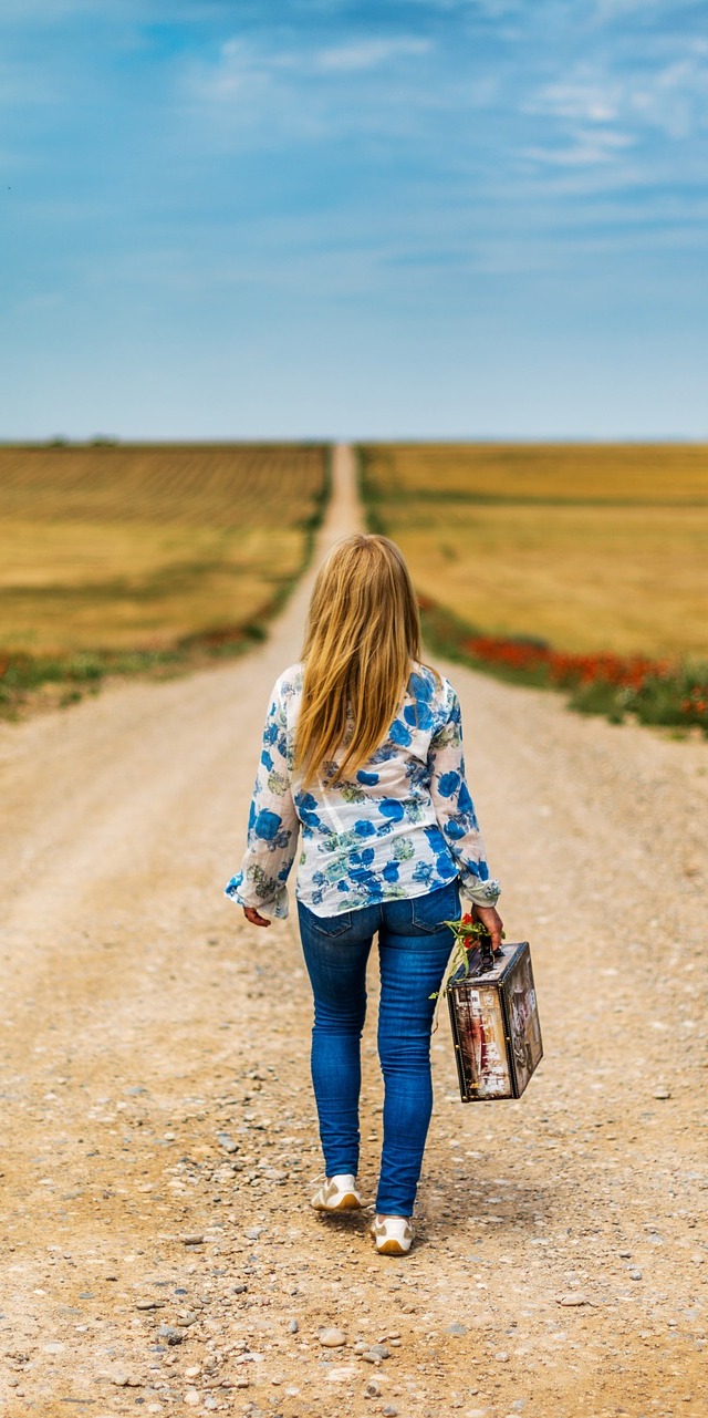 A girl running away from home. A girl running away from home.